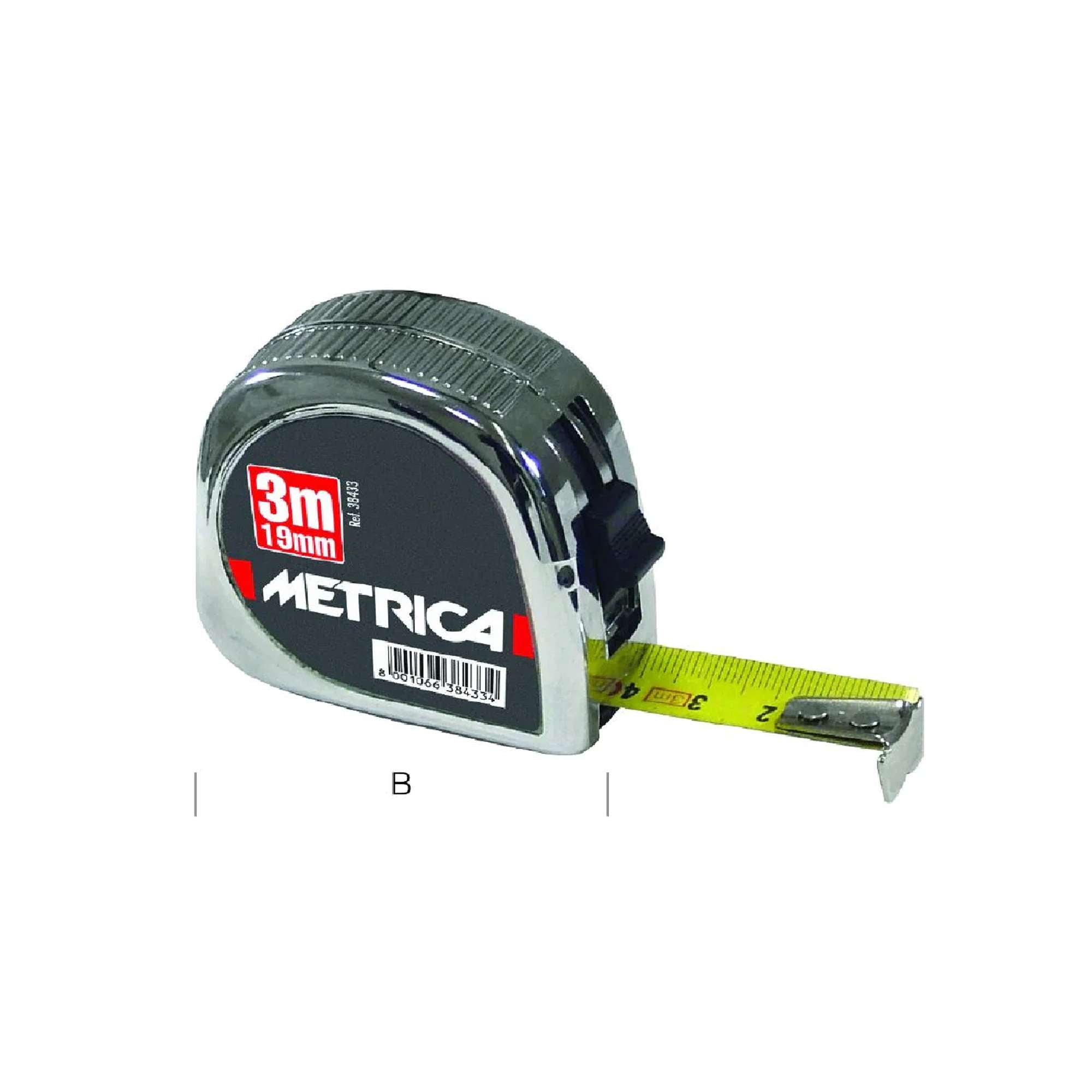 Flessometro 3M x 19mm cromato fluo con clip - 38433 Metrica