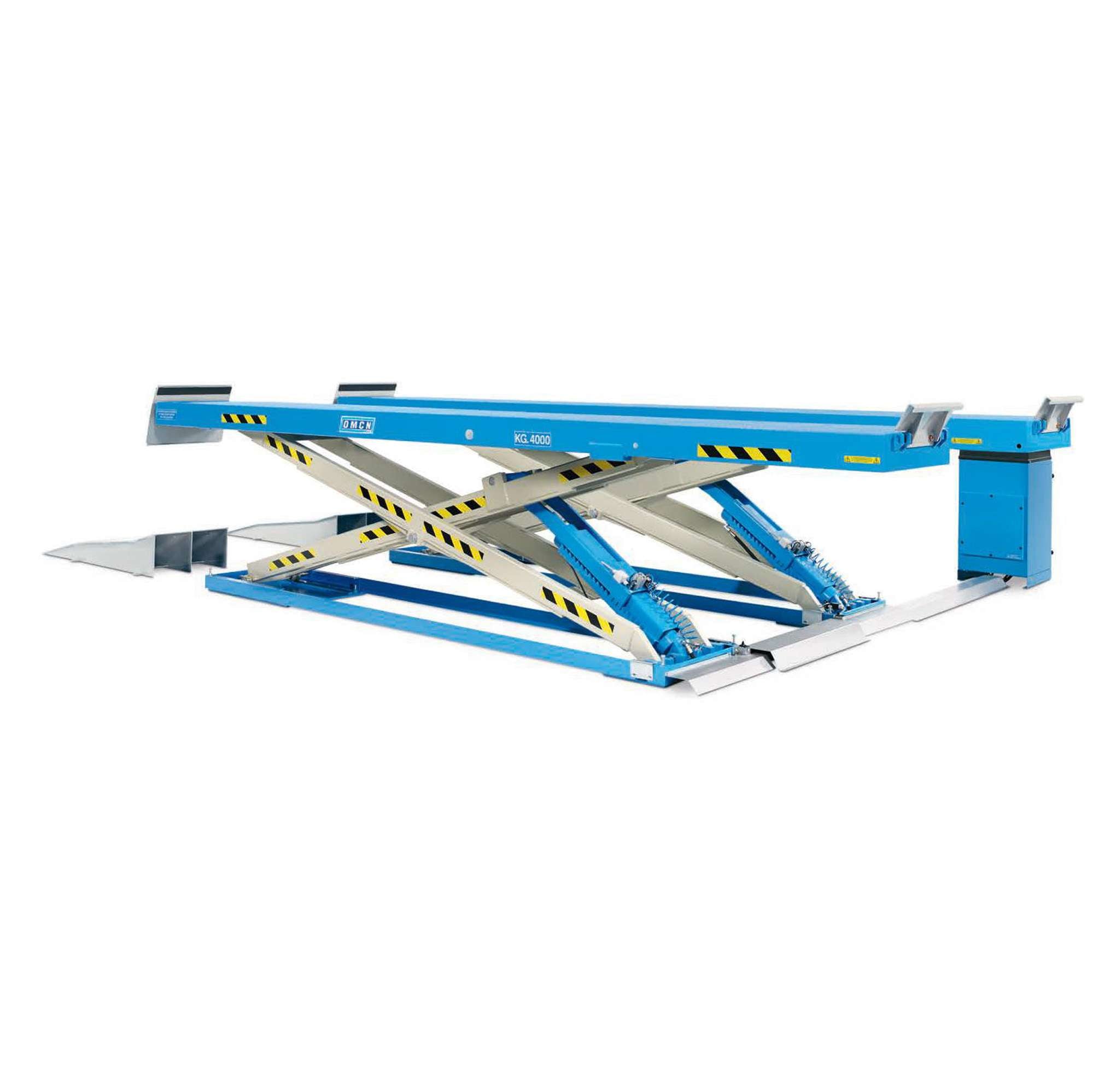Sollevatore elettroidraulico a forbice portata 4000 kg a scomparsa con lift table a pedane piane OMCN