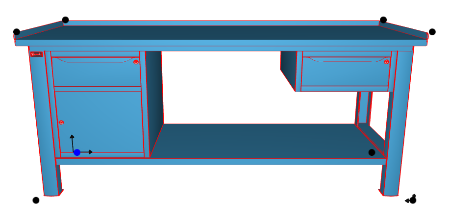 Banco da lavoro per officina piano in acciaio 2007 x 705 x 855 H - armadio 1 cassetto 1 porta + armadio 1 cassetto - FAMI - Blu