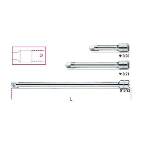 Prolunghe con attacchi quadri maschio e femmina 3/8" L.(75-125-250)mm - Beta