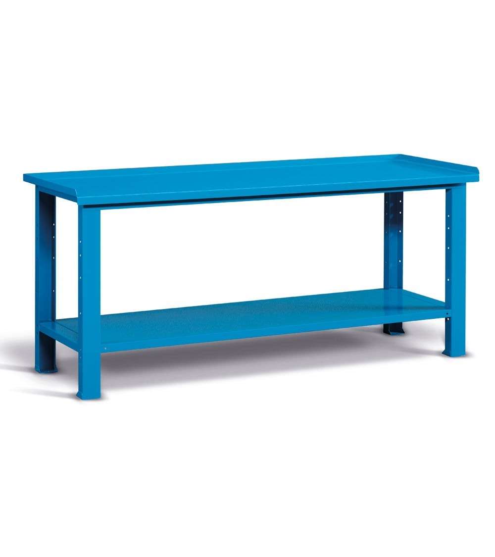 Banco da lavoro per officina 2007 x 705 x 855 H - piano in acciaio - FAMI FBG01S2000F0004 - Blu - SMONTATO