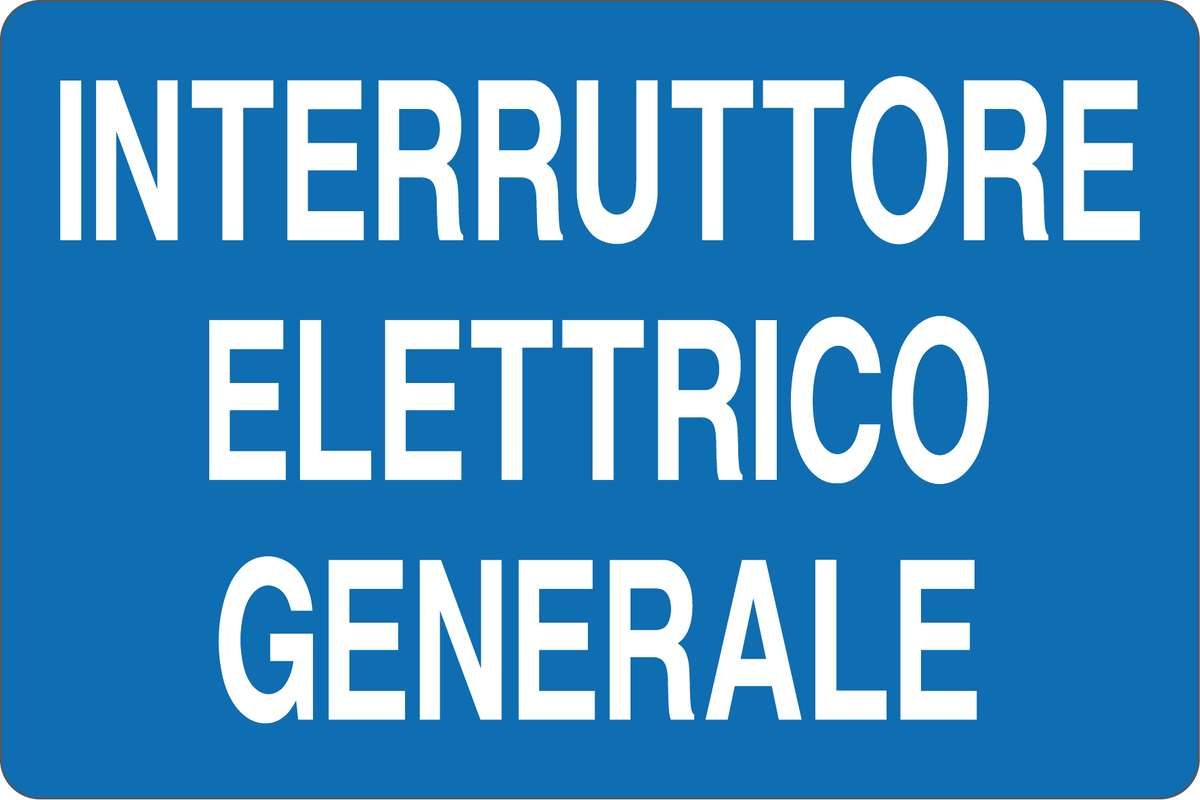 Segnaletica in alluminio INTERRUTTORE ELETTRICO GENERALE 200X300mm