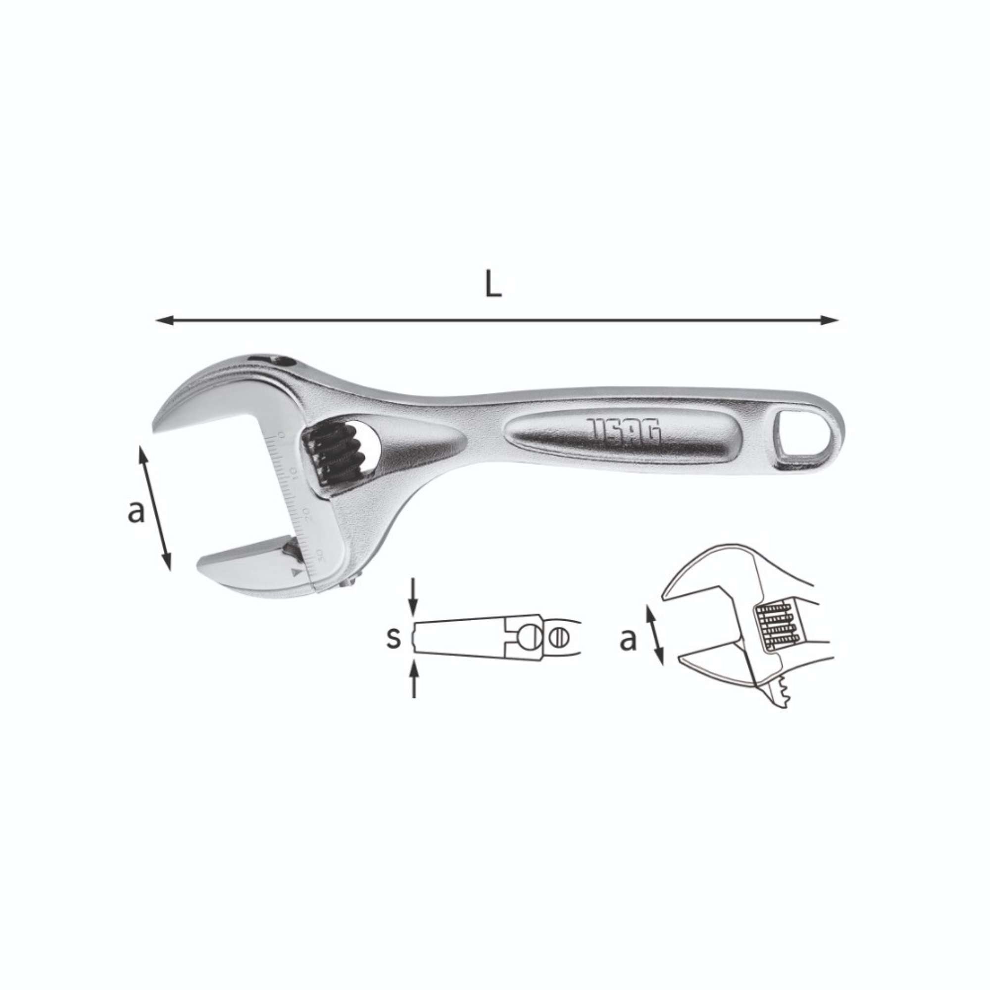 Chiave regolabile a rullino corta 150mm - Usag 294 AC U02940010