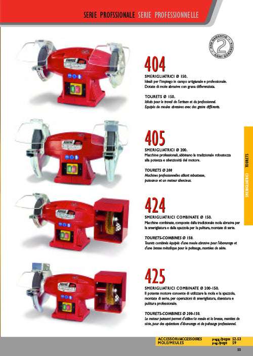 Femi 405 smerigliatrice doppia mola da banco diametro 200mm motore monofase 500W