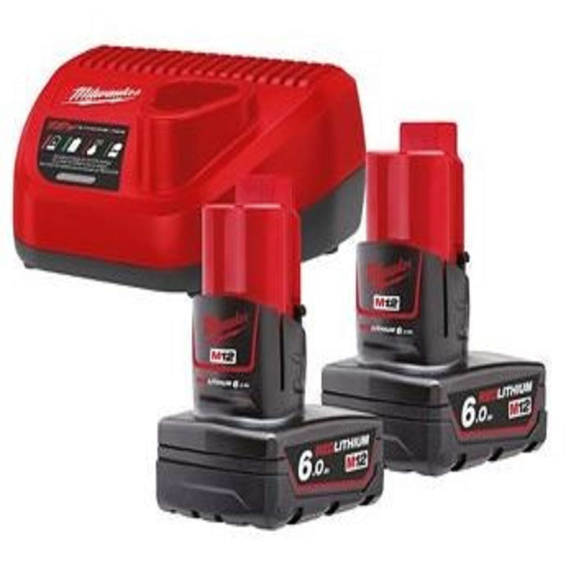 Kit 2 batterie 2x12V 6.0Ah + caricabatterie + borsa MILWAUKEE 4933451903