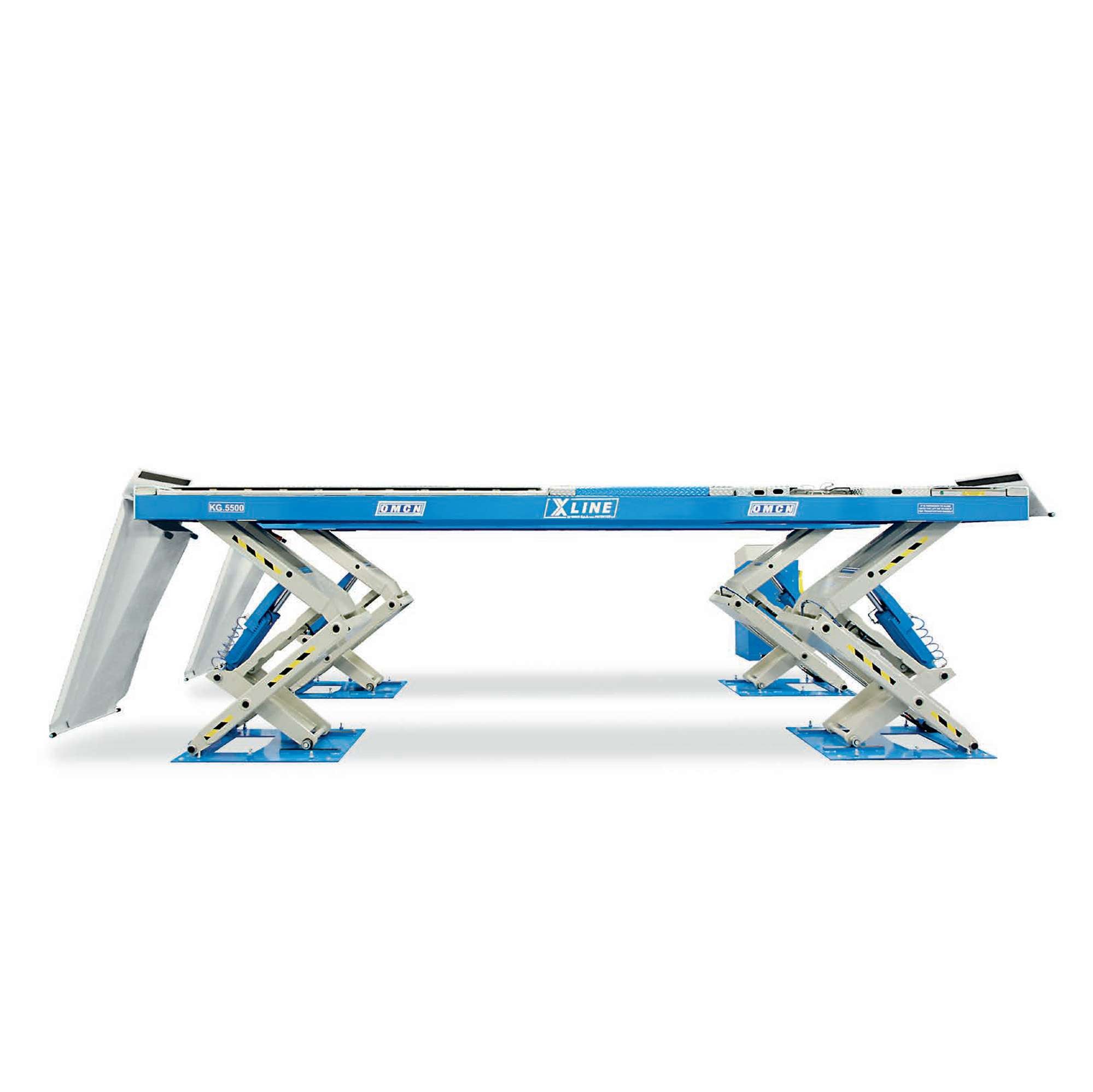 Sollevatore elettroidraulico X-LINE portata 5500 kg con lift table portata 4000 kg per assetto ruote OMCN