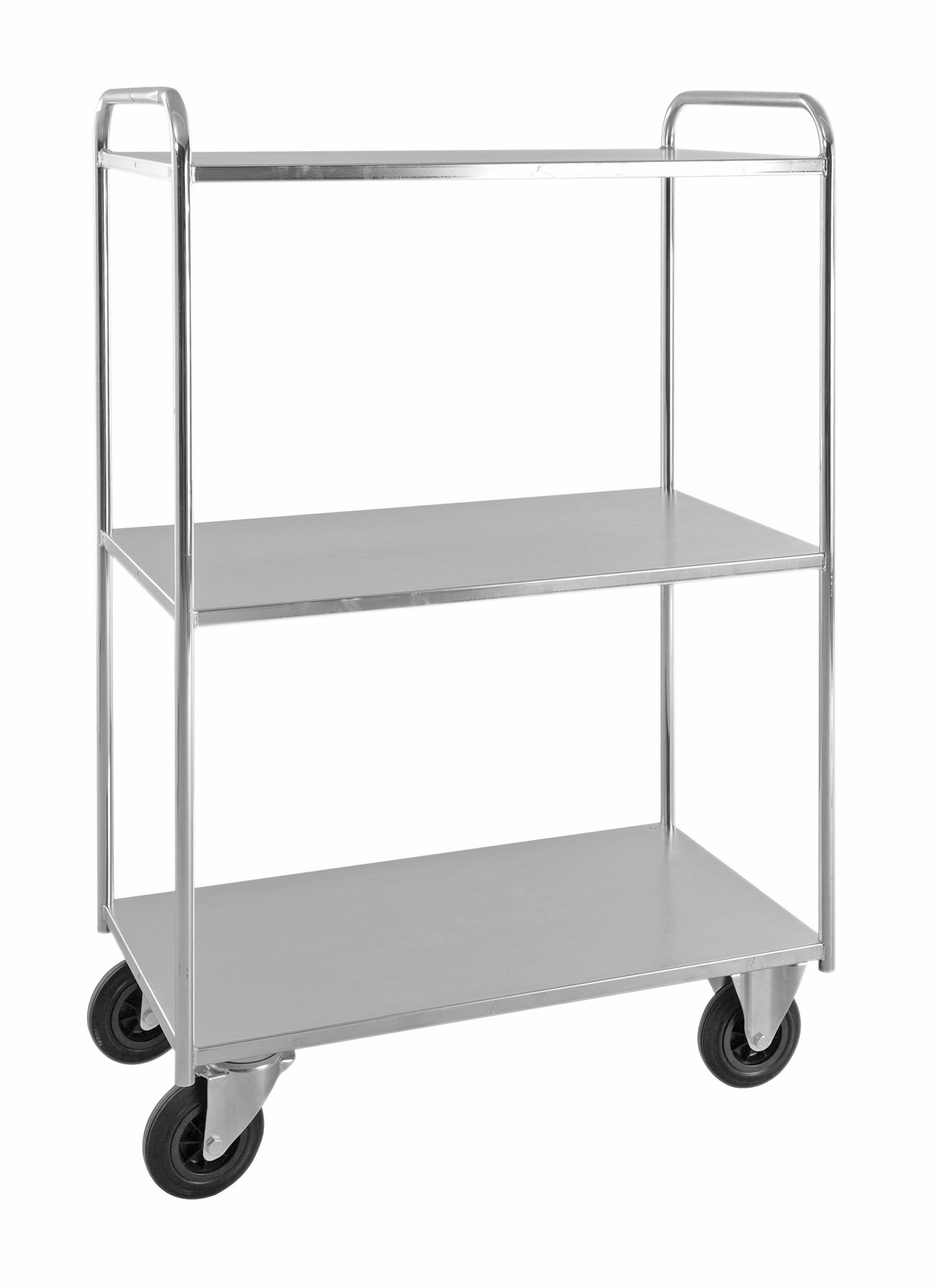 Carrello robusto lamiera 3 ripiani Elettro galvaniz. freno - KM4144-EB Kongamek