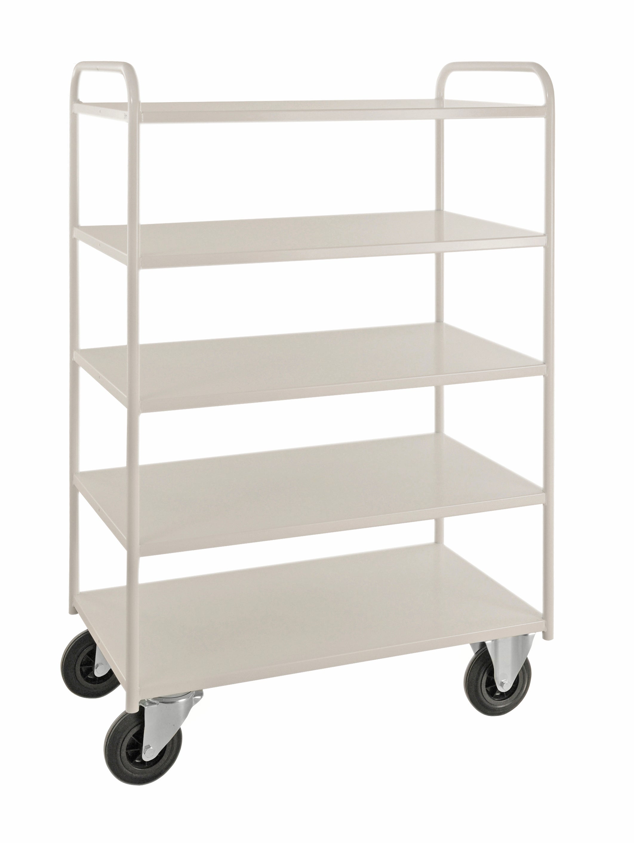 Carrello alto robusto 5 ripiani Bianco con freno - KM4150B Kongamek