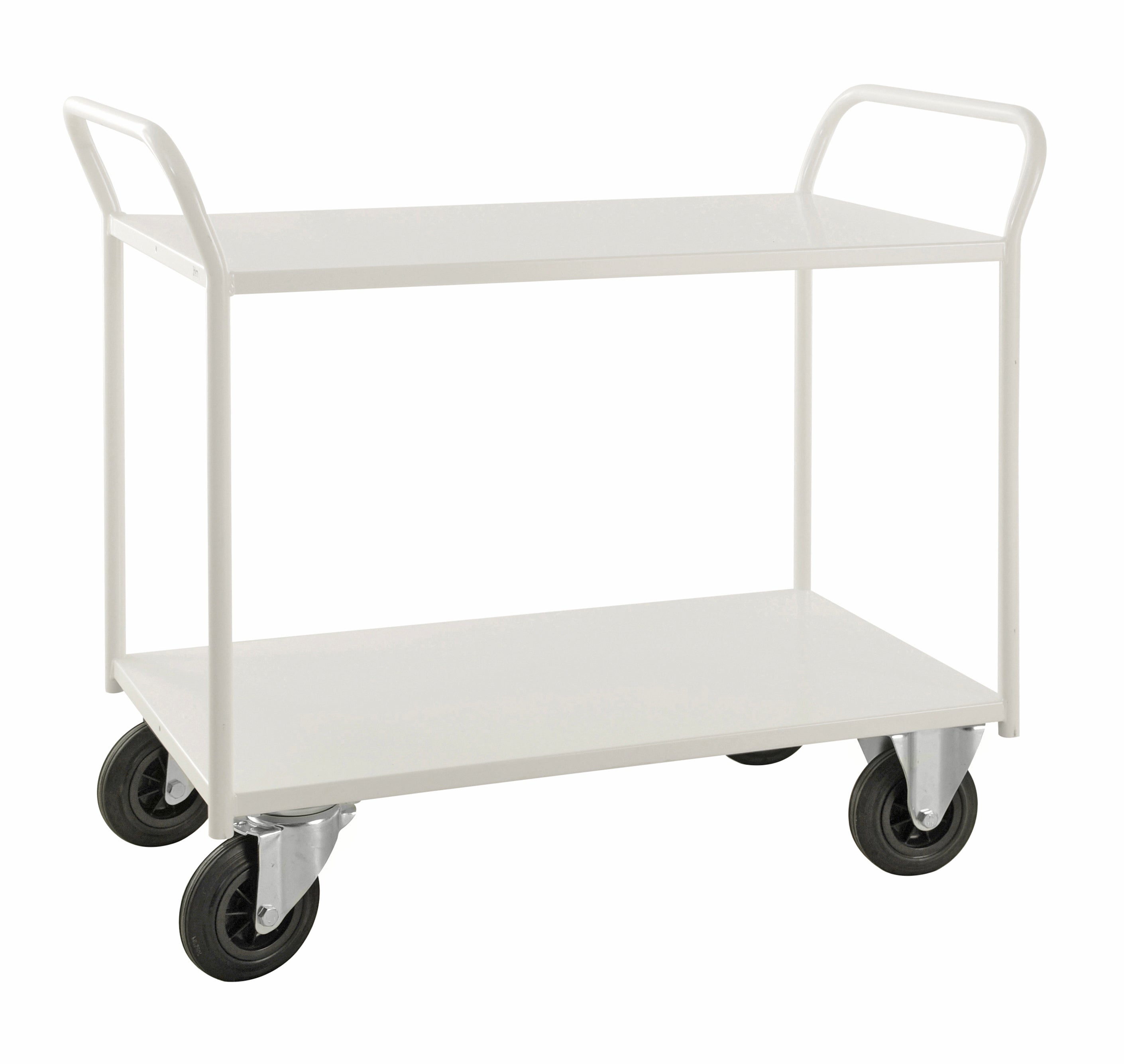 Carrello robusto in lamiera 2 ripiani Bianco - KM4126 Kongamek