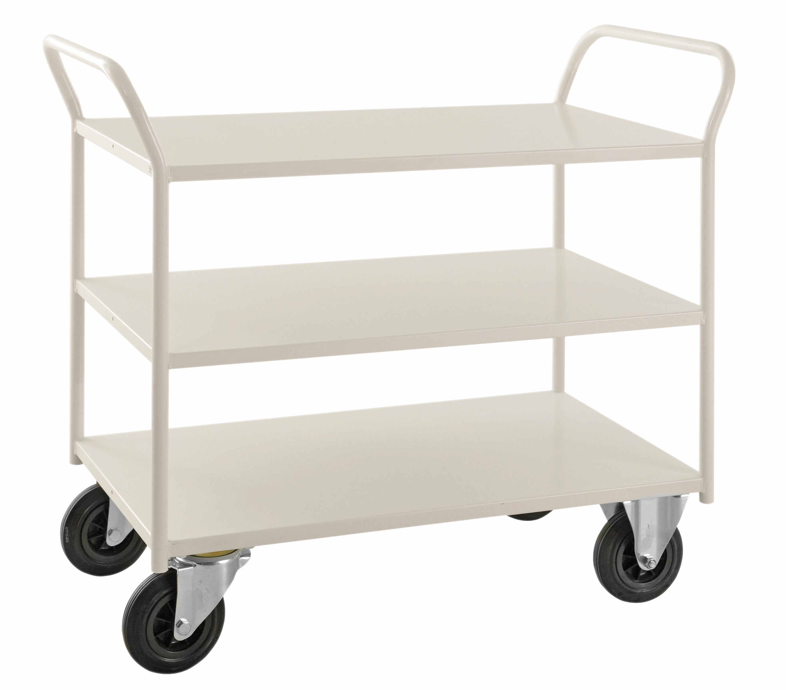 Carrello robusto in lamiera 3 ripiani Bianco con freno - KM4176 Kongamek