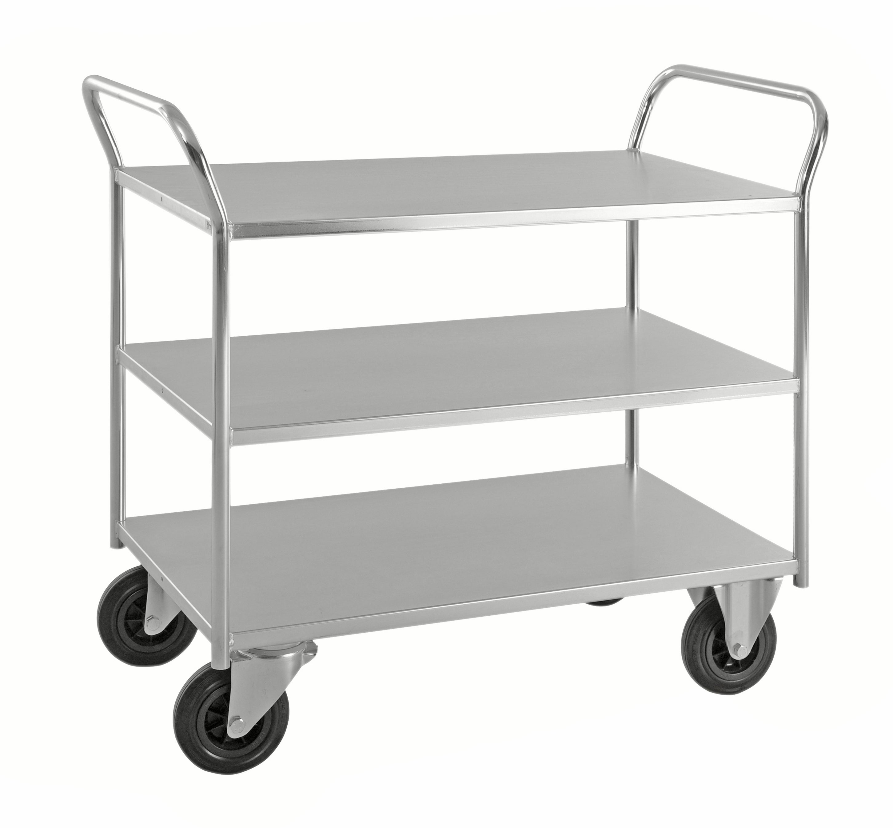 Carrello robusto lamiera 3 ripiani Elettro galvaniz. freno - KM4127-EB Kongamek