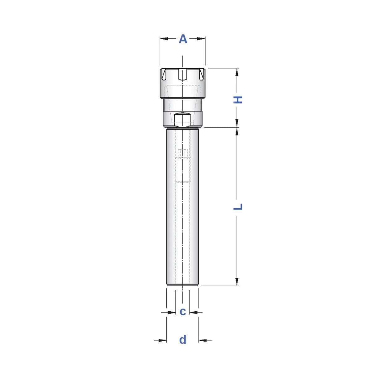 Portapinza ER con attacco cilindrico - ghiera standard d 6 - ER 8 MINI / L 45 senza Piamo - Gait