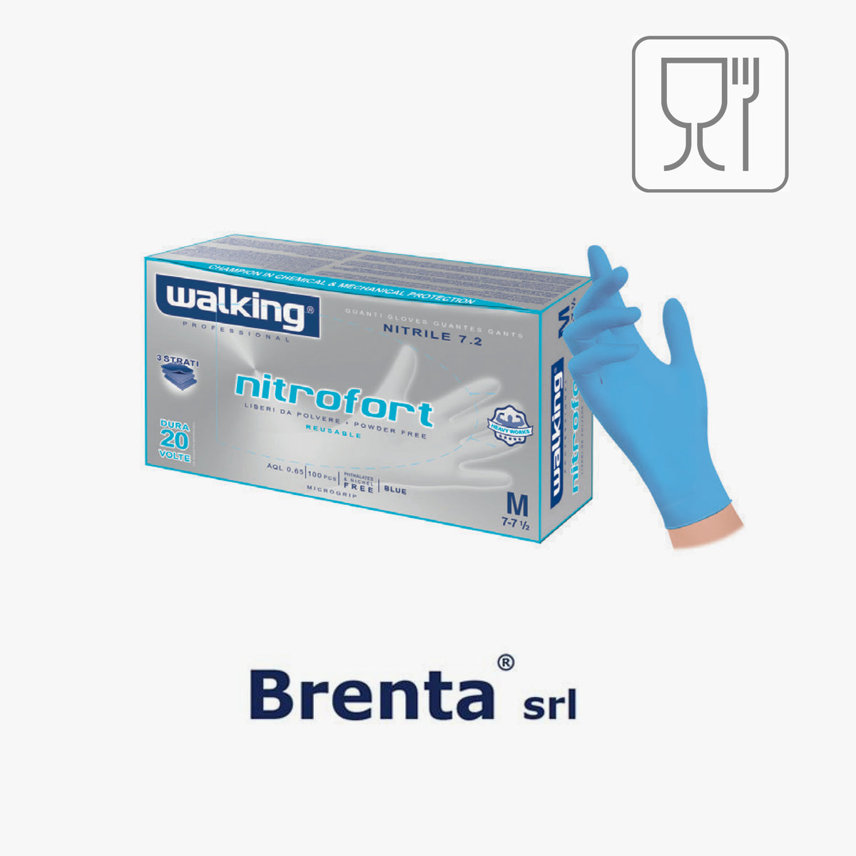 C.100 pz guanti nitrofort blu