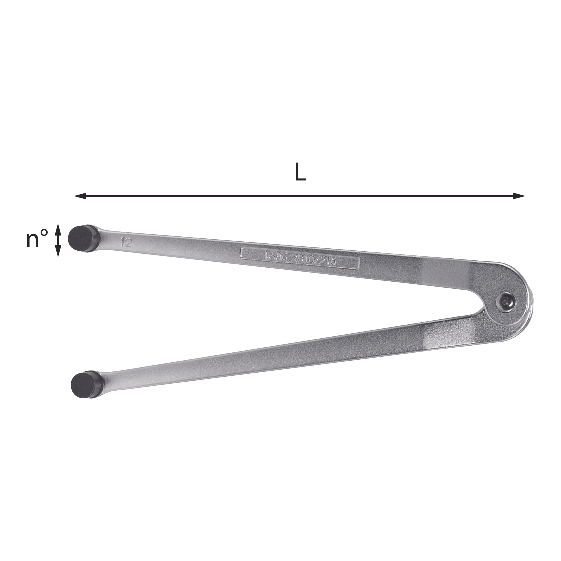 Chiavi a compasso con naselli tondi per ghiere con fori frontali 4mm - Usag 281 C U02810105