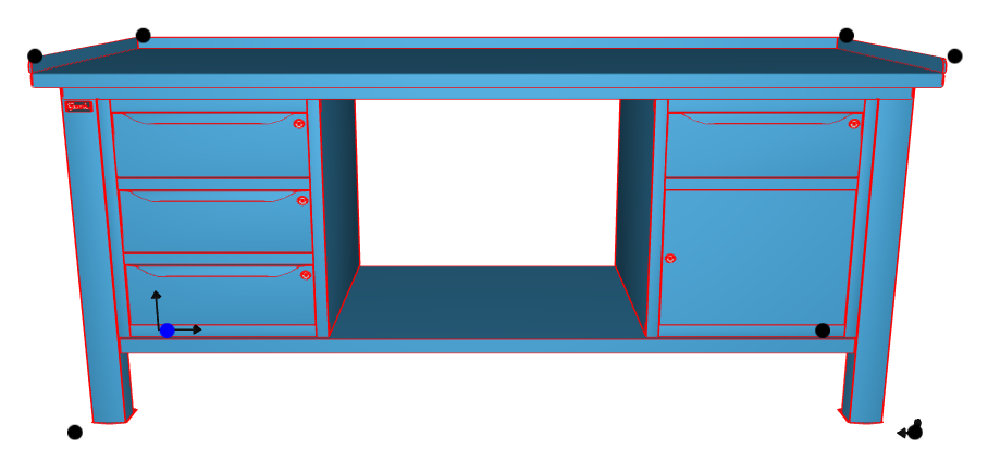 Banco da lavoro per officina piano in acciaio 2007 x 705 x 855 H - armadio 3 cassetti + armadio 1 cassetto 1 porta - FAMI - Blu