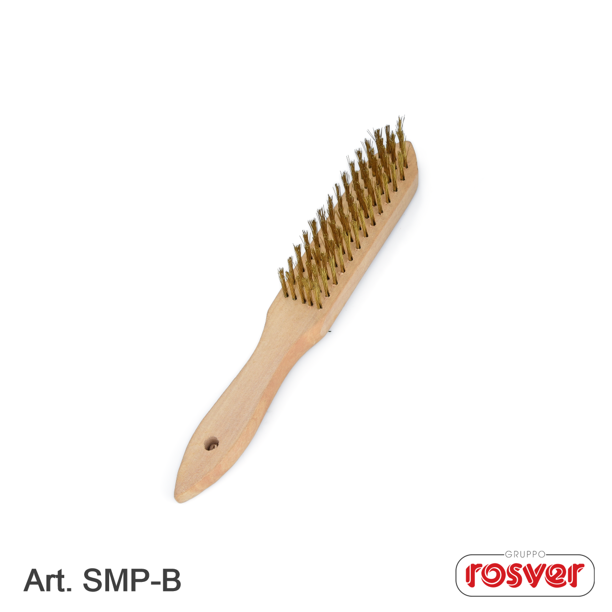 Spazzola a Mano in filo di Acciaio. Manico in Legno SMP-B 290mm 4x15 Rosver 12pz