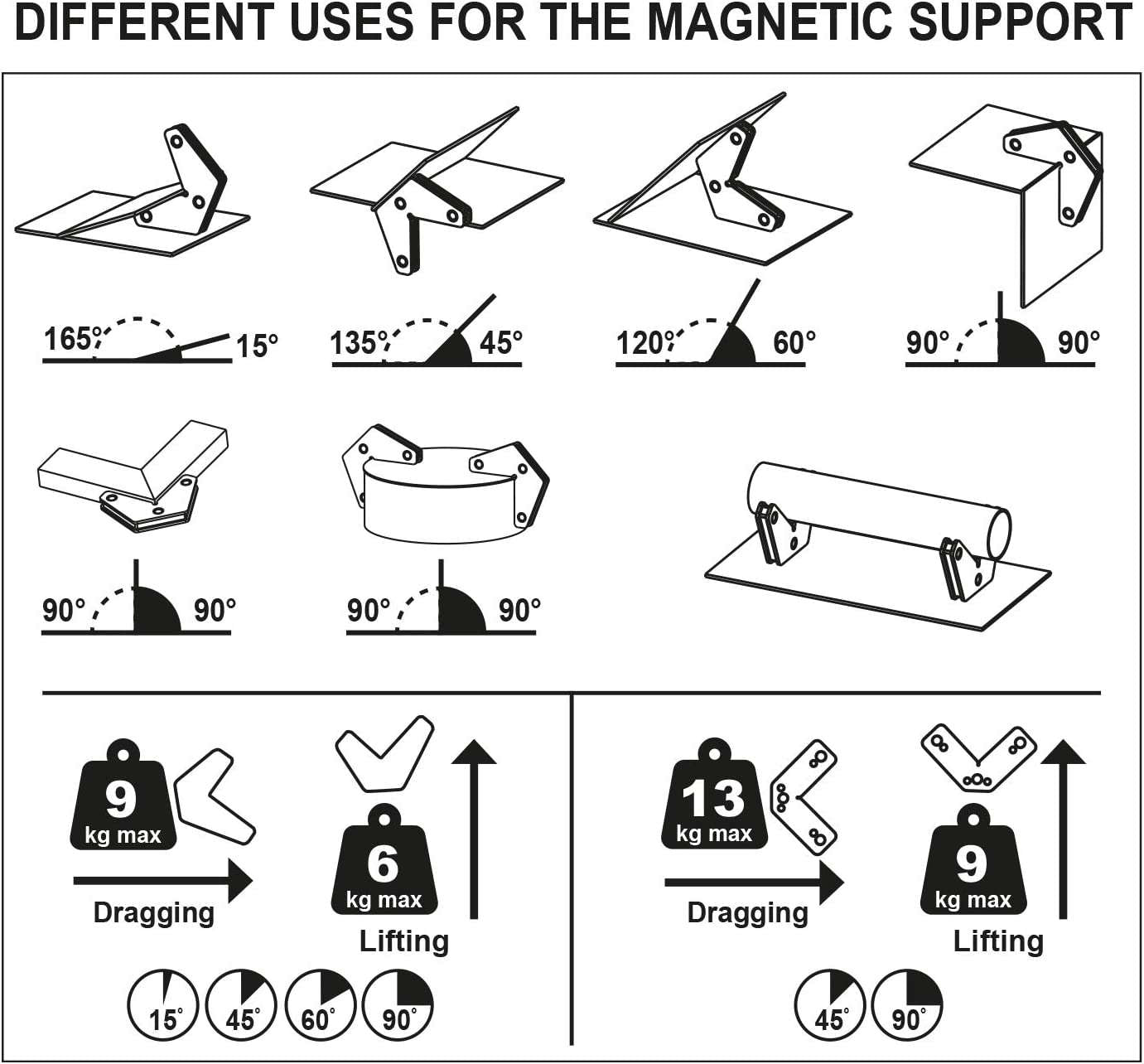 Kit posizionatori magnetici Multiuso, 9-13 kg 2 PZ BL - Telwin - 804131