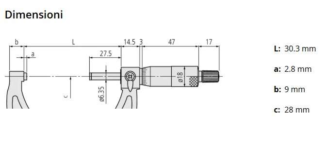 Micrometro per esterni 0-25mm 103-137- Mitutoyo