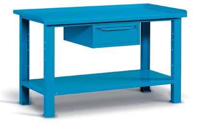 Banco da lavoro per officina piano in acciaio 1507 x 705 x 855 H - armadio 1 cassetto - FAMI - Blu