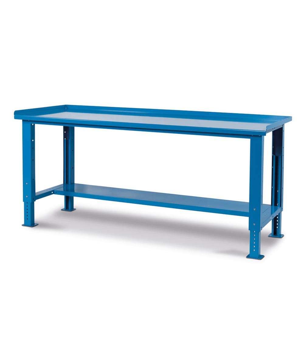 Banco da lavoro per officina 2000 x 750 x 732-1107 H - piano in acciaio - FAMI - WORK UP Blu