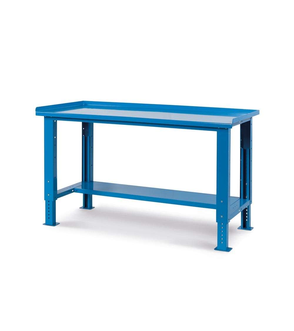 Banco da lavoro per officina 1500 x 750 x 732-1107 H - piano in acciaio- FAMI - WORK UP Blu