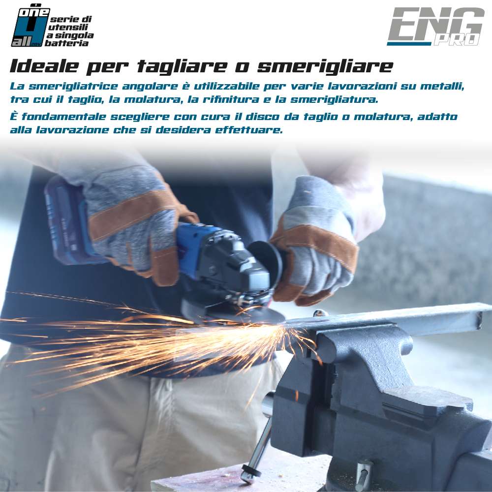 Smerigliatrice angolare professionale 125 mm ONE4ALL - ENG PRO 1B20-SA12