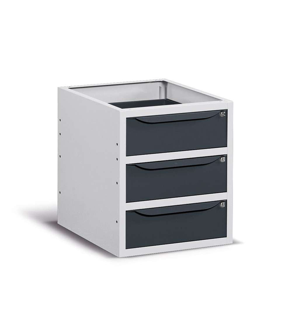 Cassettiera per banco da lavoro 500 X 607 X 570 H - con 3 cassetti portata 25 KG - FAMI FBG03S50C0002PD - Antracite/Grigio