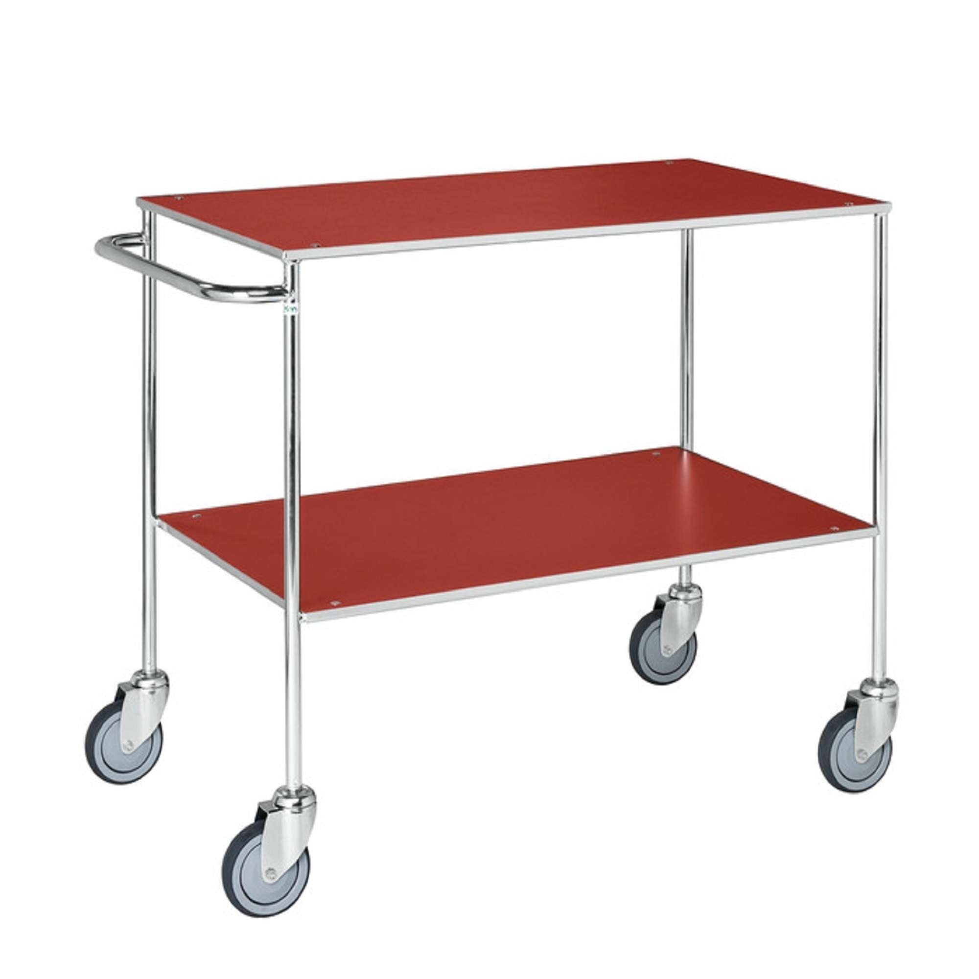 Carrello tavolo con 2 ripiani, Rosso / Bianco, 1000x580x850mm - Kongamek KM171-1