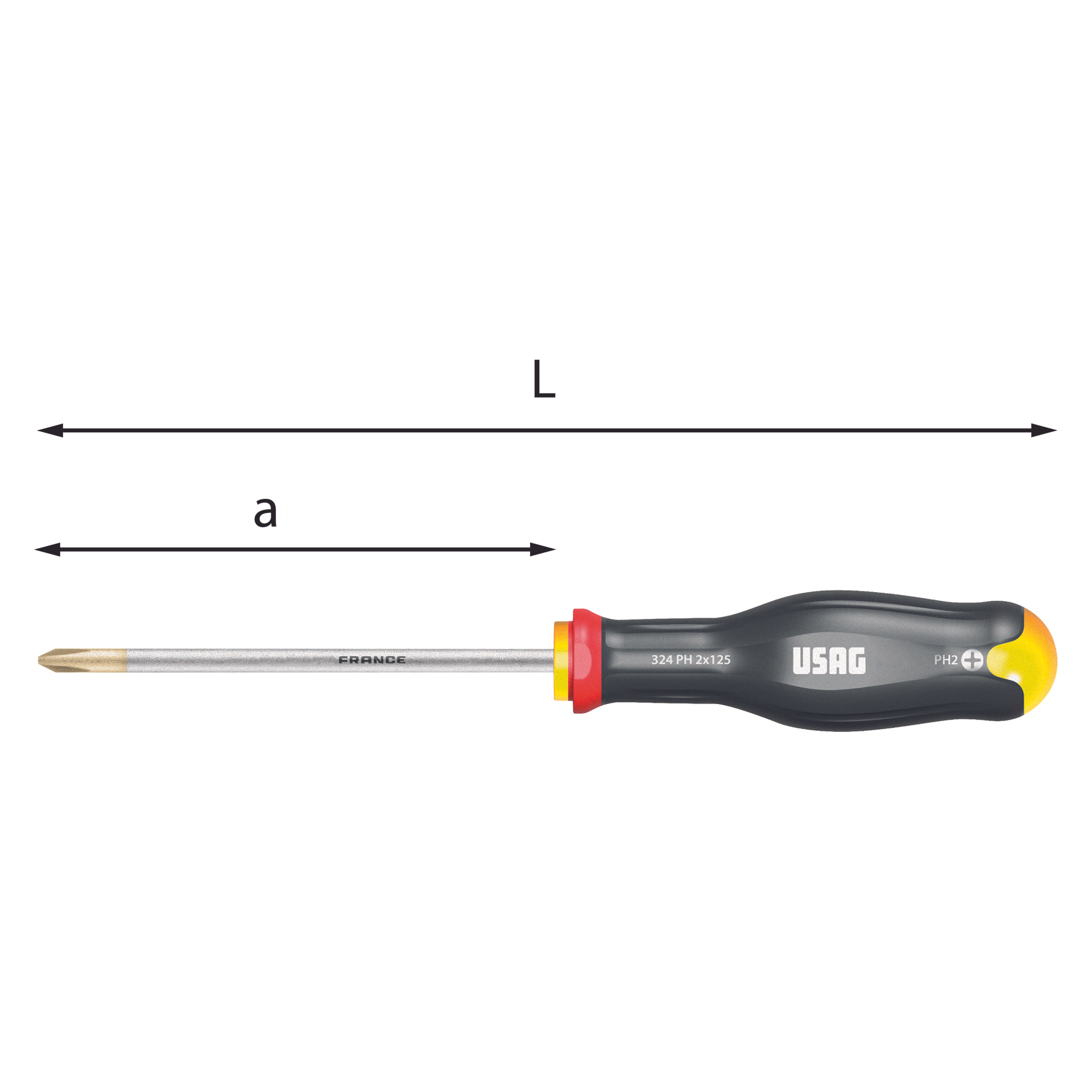 Giraviti per viti L. 179mm con impronta a croce Phillips 0x75 M1 - Usag 324 PH