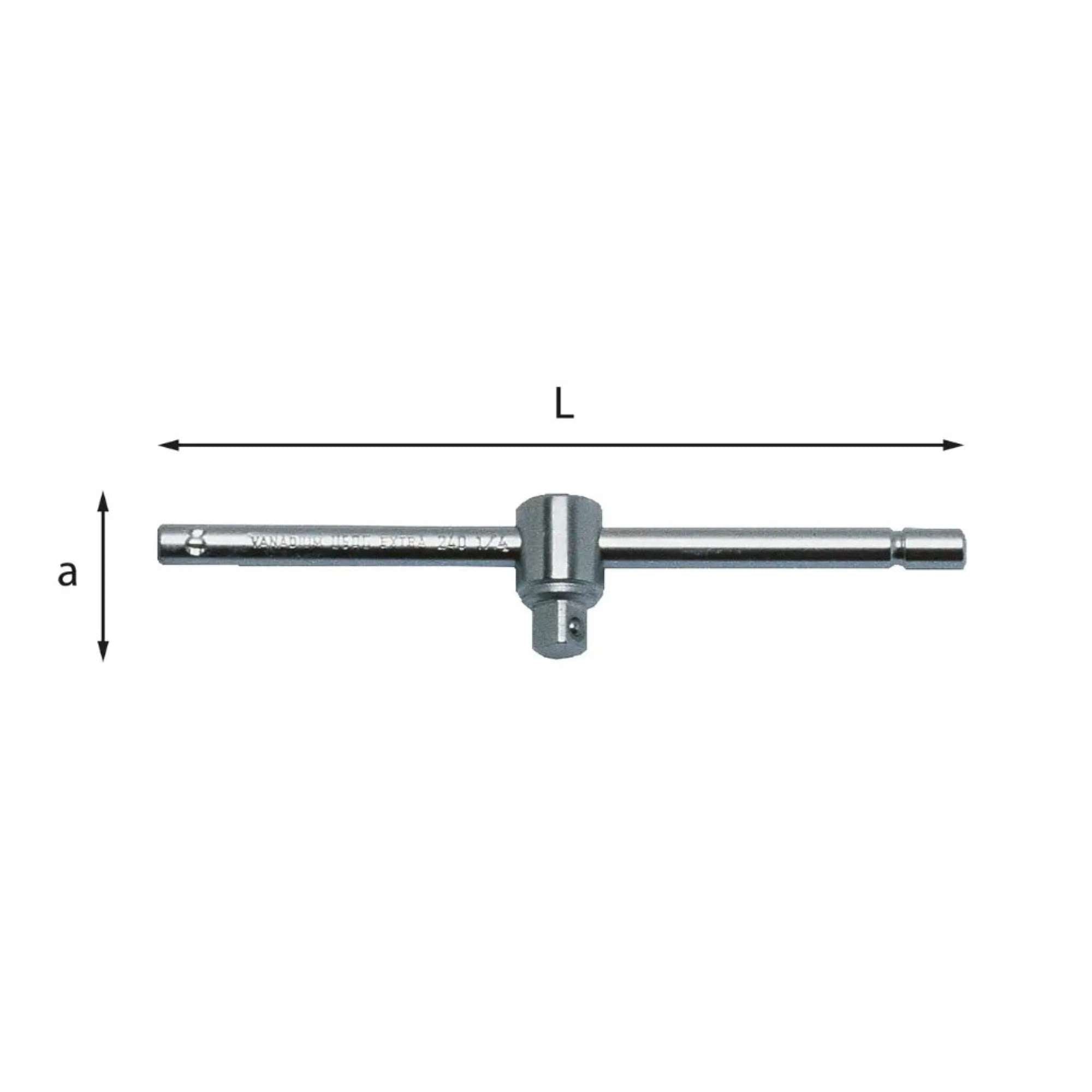 Leva a T con attacco quadro scorrevole in acciaio cromo L.425mm - 240 3/4 N Usag